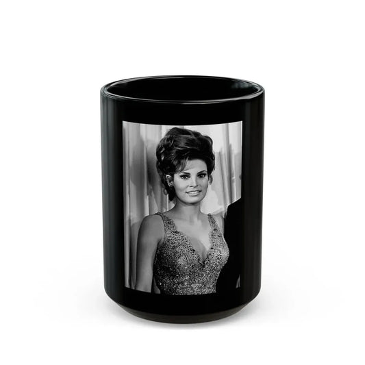Raquel Welch #403 (Vintage Female Icon) Black Coffee Mug 15oz - Go Mug Yourself