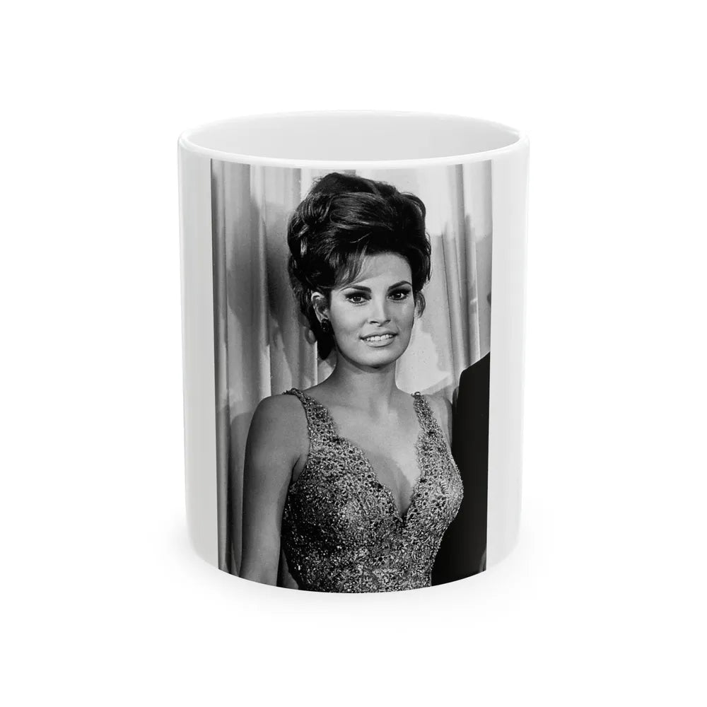 Raquel Welch #403 (Vintage Female Icon) White Coffee Mug-11oz-Go Mug Yourself