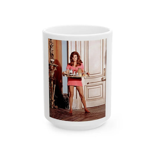 Raquel Welch #407 (Vintage Female Icon) White Coffee Mug-15oz-Go Mug Yourself