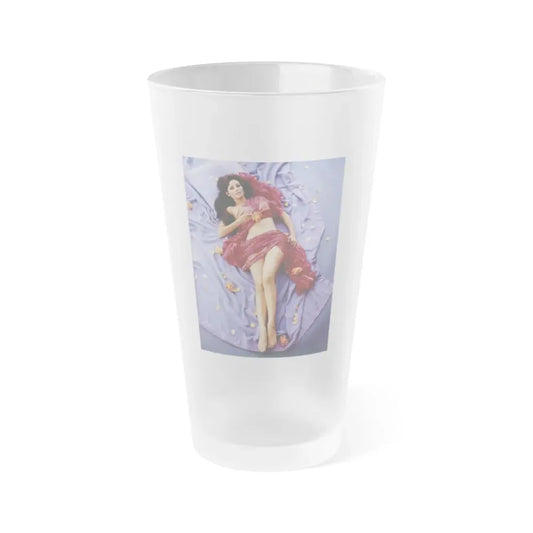 Raquel Welch #408 (Vintage Female Icon) Frosted Pint Glass 16oz 16oz Frosted - Go Mug Yourself