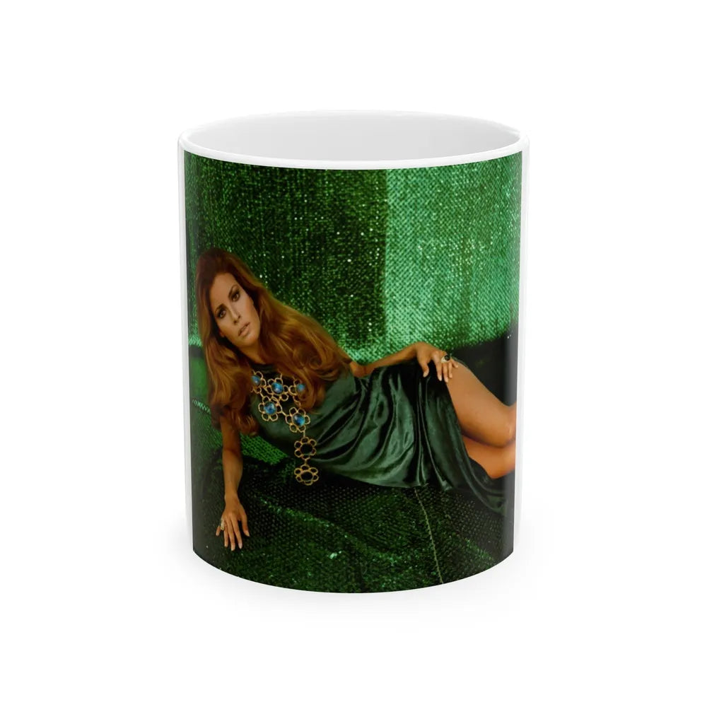 Raquel Welch #410 (Vintage Female Icon) White Coffee Mug-11oz-Go Mug Yourself