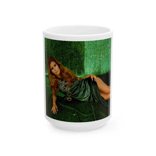 Raquel Welch #410 (Vintage Female Icon) White Coffee Mug 15oz - Go Mug Yourself