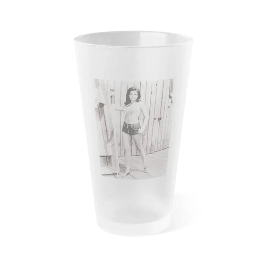 Raquel Welch #413 (Vintage Female Icon) Frosted Pint Glass 16oz 16oz Frosted - Go Mug Yourself