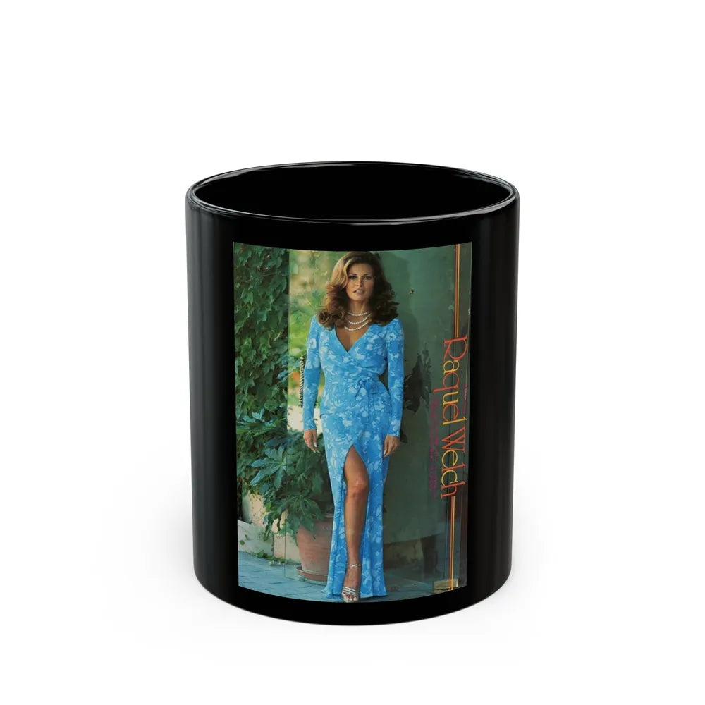 Raquel Welch #414 (Vintage Female Icon) Black Coffee Mug-11oz-Go Mug Yourself