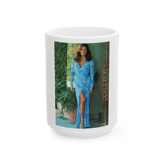 Raquel Welch #414 (Vintage Female Icon) White Coffee Mug 15oz - Go Mug Yourself