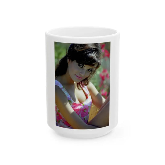 Raquel Welch #415 (Vintage Female Icon) White Coffee Mug 15oz - Go Mug Yourself
