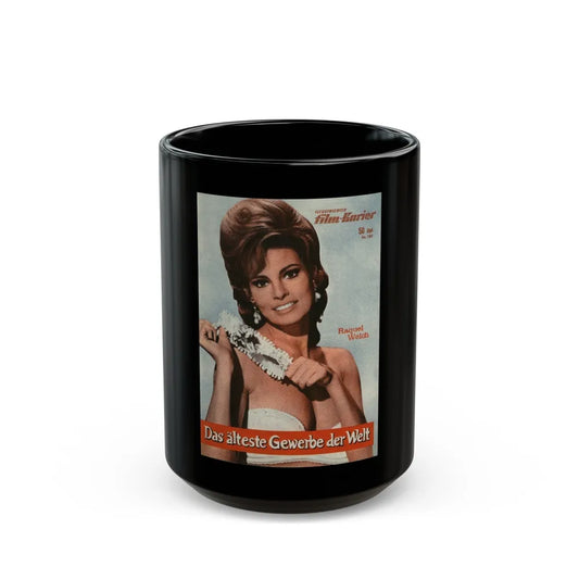 Raquel Welch #416 (Vintage Female Icon) Black Coffee Mug-15oz-Go Mug Yourself