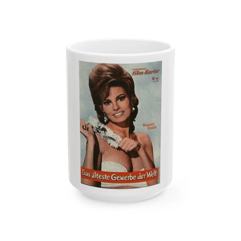 Raquel Welch #416 (Vintage Female Icon) White Coffee Mug-15oz-Go Mug Yourself