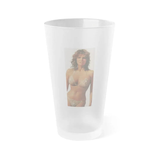 Raquel Welch #417 - Cirac 70's Small Magazine Clipping See through wet bikini top (Vintage Female Icon) Frosted Pint Glass 16oz 16oz Frosted - Go Mug Yourself