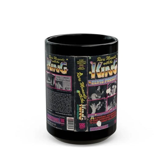 RARE MOMENTS WITH THE KING ELVIS PRESLEY (VHS COVER) - Black Coffee Mug 15oz - Go Mug Yourself