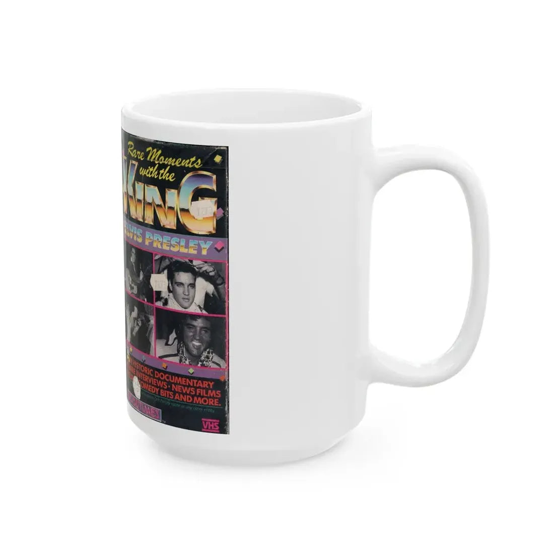 RARE MOMENTS WITH THE KING ELVIS PRESLEY (VHS COVER) - White Coffee Mug - Go Mug Yourself
