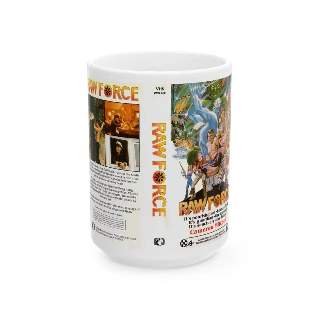 RAW FORCE (VHS COVER) - White Coffee Mug 15oz - Go Mug Yourself