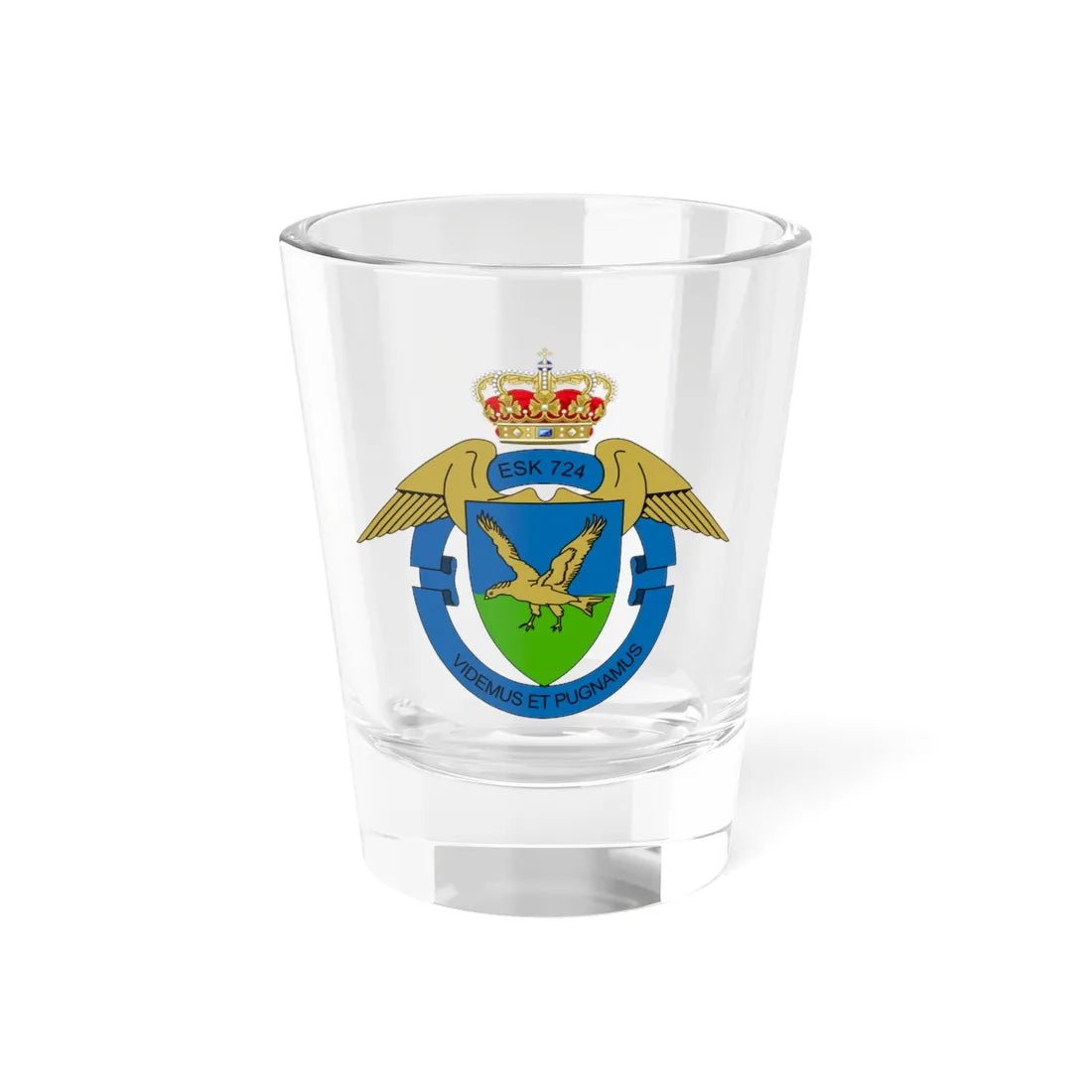 RDAF Squadron 724 (Denmark) (Coat of Arms) Shot Glass 1.5oz 1.5oz - Go Mug Yourself