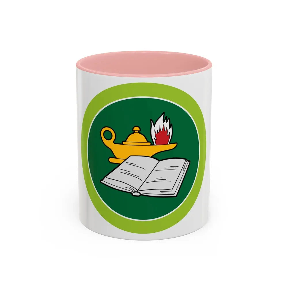 Reading (Boy Scout Merit Badge) Accent Coffee Mug-11oz-Pink-Go Mug Yourself