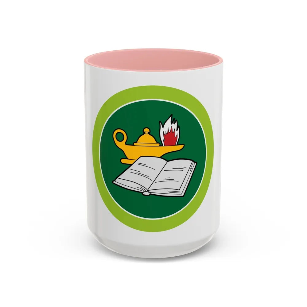 Reading (Boy Scout Merit Badge) Accent Coffee Mug-15oz-Pink-Go Mug Yourself