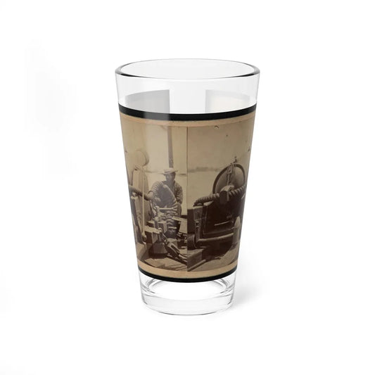 Rear View Of A Cannon With A Soldier Sitting Adjacent To It Facing Forward (U.S. Civil War) Pint Glass 16oz-16oz-Go Mug Yourself