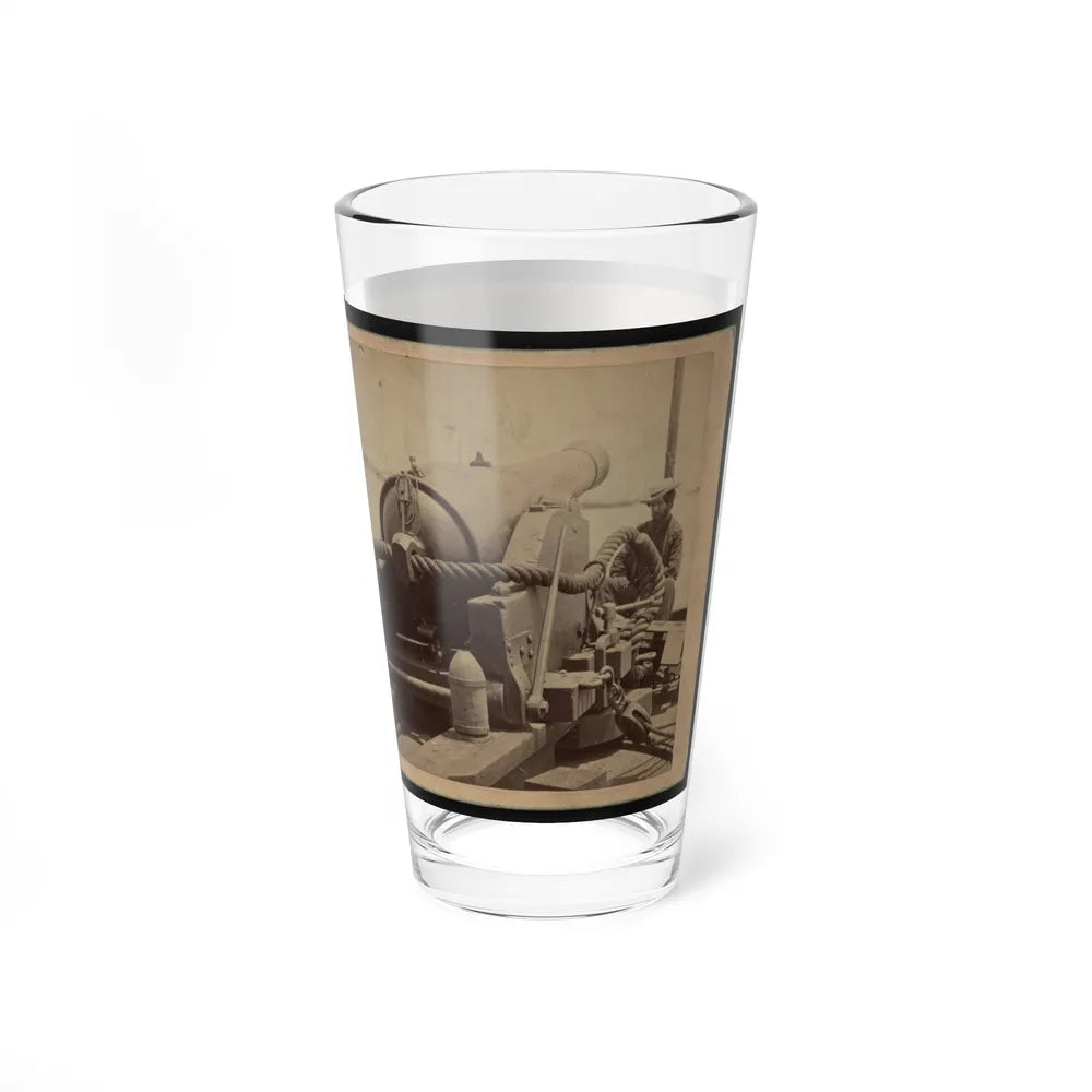 Rear View Of A Cannon With A Soldier Sitting Adjacent To It Facing Forward (U.S. Civil War) Pint Glass 16oz-Go Mug Yourself