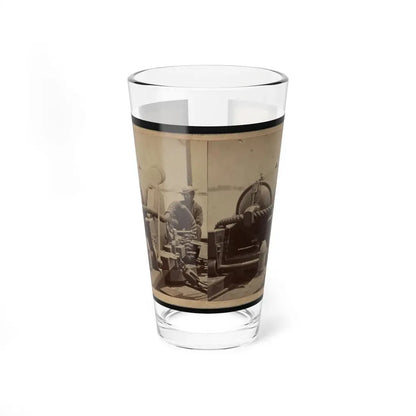 Rear View Of A Cannon With A Soldier Sitting Adjacent To It Facing Forward (U.S. Civil War) Pint Glass 16oz 16oz - Go Mug Yourself