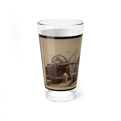 Rear View Of A Cannon With A Soldier Sitting Adjacent To It Facing Forward (U.S. Civil War) Pint Glass 16oz - Go Mug Yourself