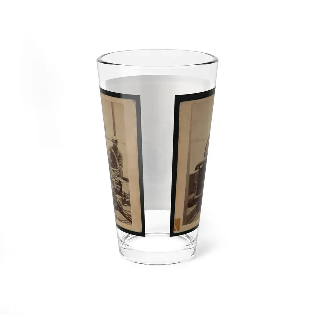 Rear View Of A Cannon With A Soldier Sitting Adjacent To It Facing Forward (U.S. Civil War) Pint Glass 16oz - Go Mug Yourself