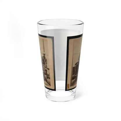 Rear View Of A Cannon With A Soldier Sitting Adjacent To It Facing Forward (U.S. Civil War) Pint Glass 16oz - Go Mug Yourself
