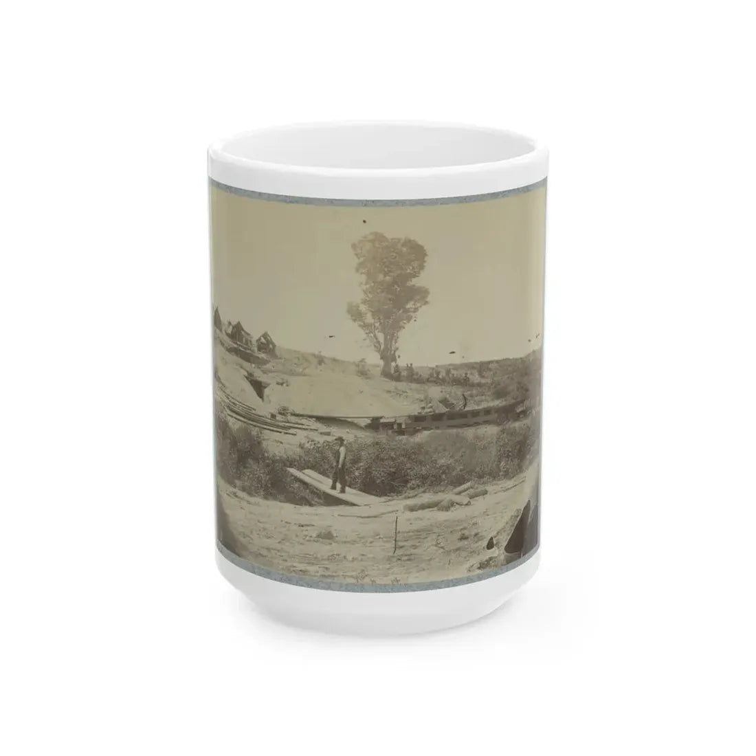 Rear View Of The 13-Inch Mortar  Dictator  In The Works Of Petersburg, Va. September 1, 1864 (U.S. Civil War) White Coffee Mug 15oz - Go Mug Yourself