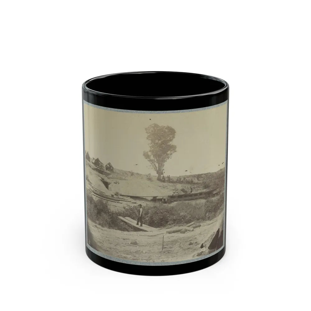 Rear View Of The 13-Inch Mortar Dictator In The Works Of Petersburg, Va. September 1, 1864 (U.S. Civil War) Black Coffee Mug-11oz-Go Mug Yourself