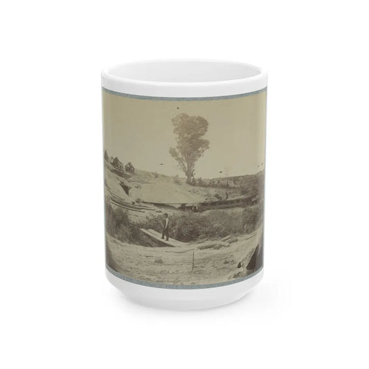 Rear View Of The 13-Inch Mortar Dictator In The Works Of Petersburg, Va. September 1, 1864 (U.S. Civil War) White Coffee Mug-15oz-Go Mug Yourself