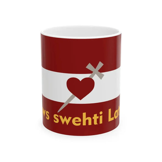 Reconstructed flag of the 5th Army Congress in Daugavpils (Latvia) White Coffee Mug 11oz - Go Mug Yourself