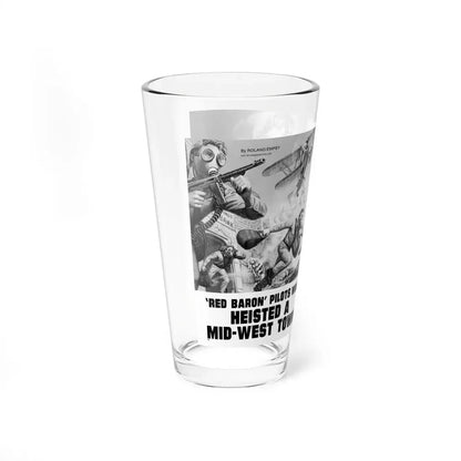 Red Baron Pilots Who Heisted A Mid-West Town, Men, April 1974 (Magazine Illustration) Pint Glass 16oz - Go Mug Yourself