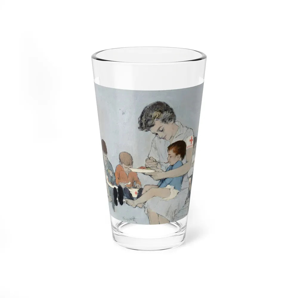 Red Cross Volunteers and Children (Magazine Illustration) Pint Glass 16oz-16oz-Go Mug Yourself