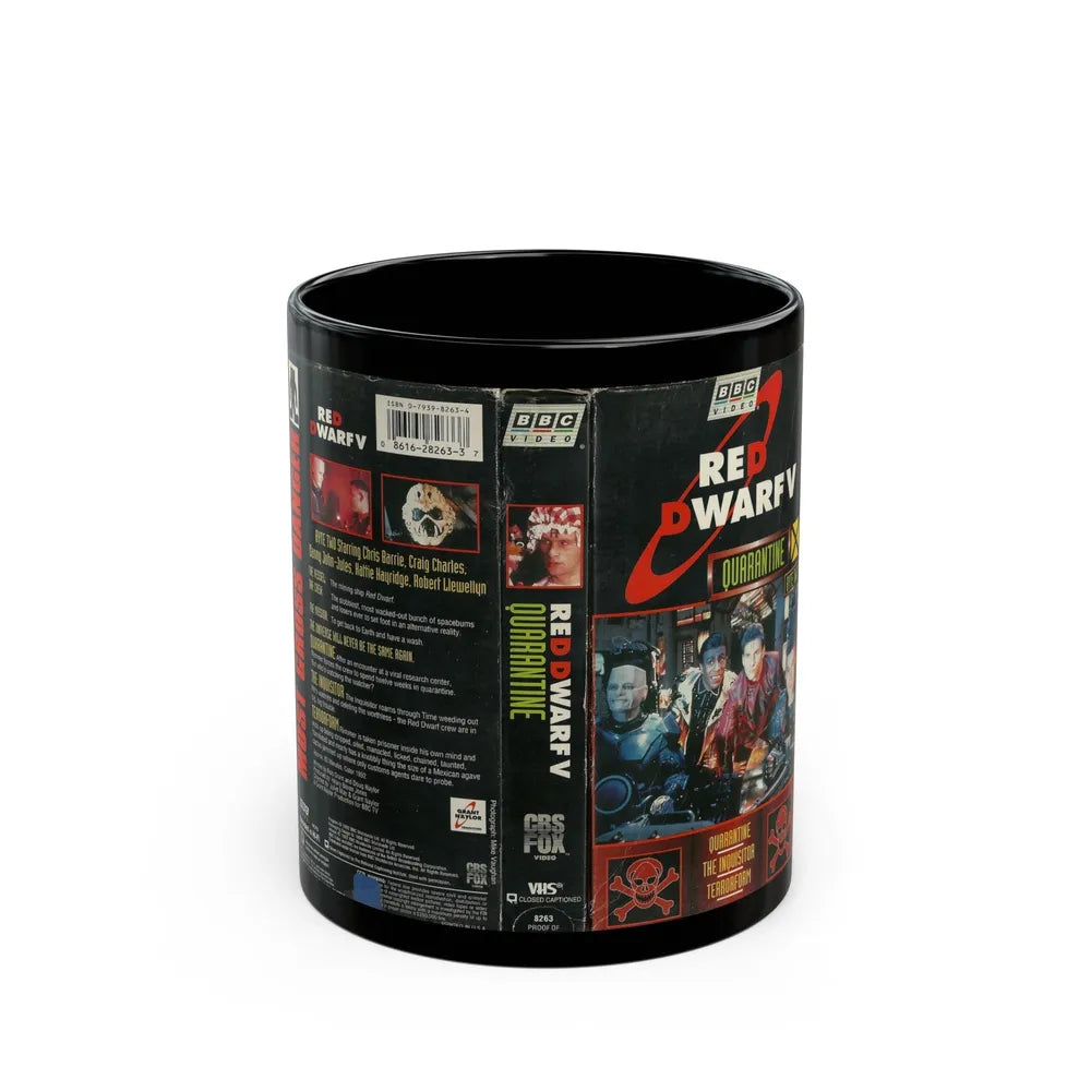 RED DWARF V QUARANTINE (VHS COVER) - Black Coffee Mug-11oz-Go Mug Yourself