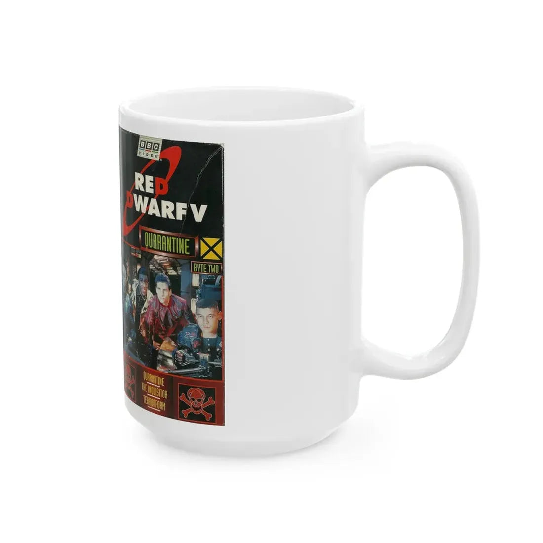 RED DWARF V QUARANTINE (VHS COVER) - White Coffee Mug - Go Mug Yourself