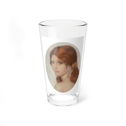 Red-haired Woman with Pearl Earrings (Magazine Illustration) Pint Glass 16oz-16oz-Go Mug Yourself