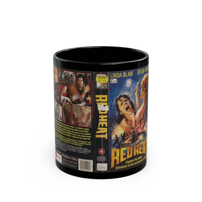 RED HEAT LINDA BLAIR (VHS COVER) - Black Coffee Mug-11oz-Go Mug Yourself