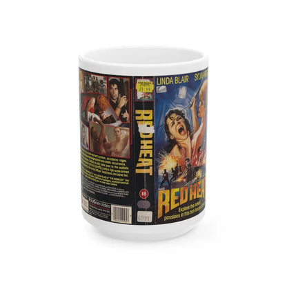 RED HEAT LINDA BLAIR (VHS COVER) - White Coffee Mug-15oz-Go Mug Yourself