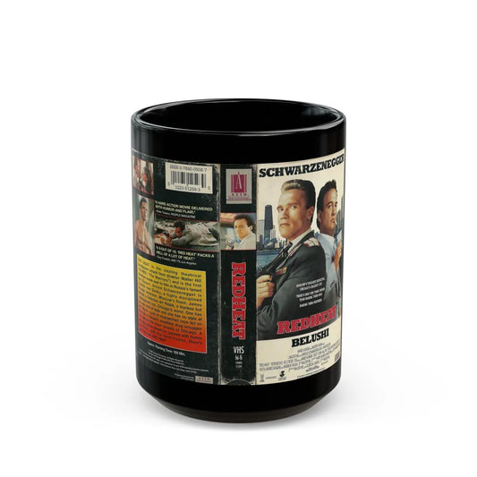 RED HEAT SCHWARZENEGGER (VHS COVER) - Black Coffee Mug-15oz-Go Mug Yourself