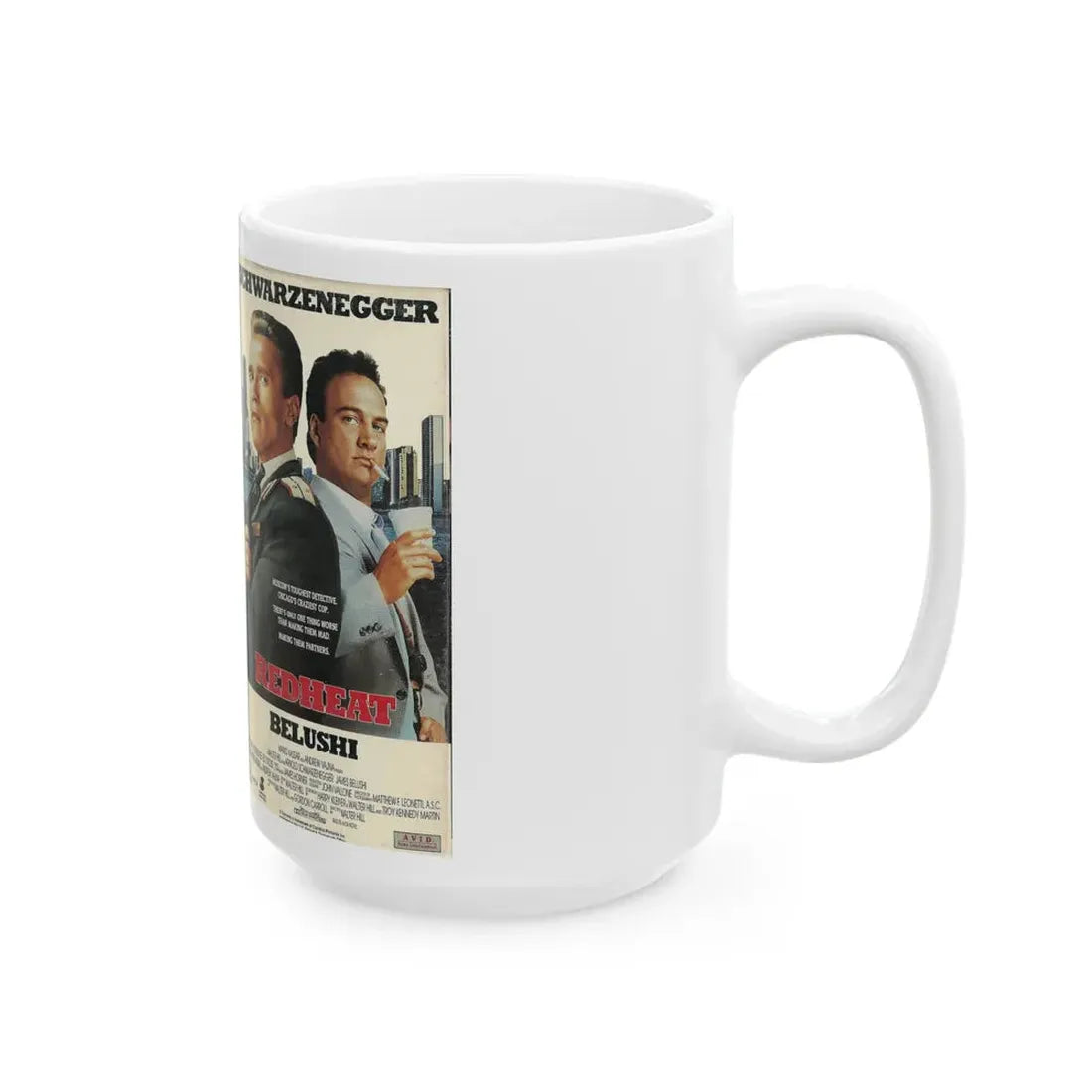 RED HEAT SCHWARZENEGGER (VHS COVER) - White Coffee Mug - Go Mug Yourself