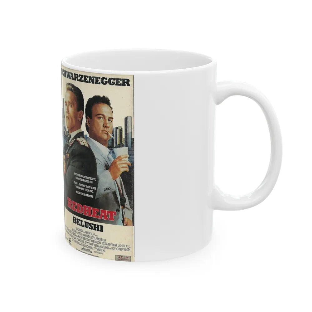 RED HEAT SCHWARZENEGGER (VHS COVER) - White Coffee Mug-Go Mug Yourself