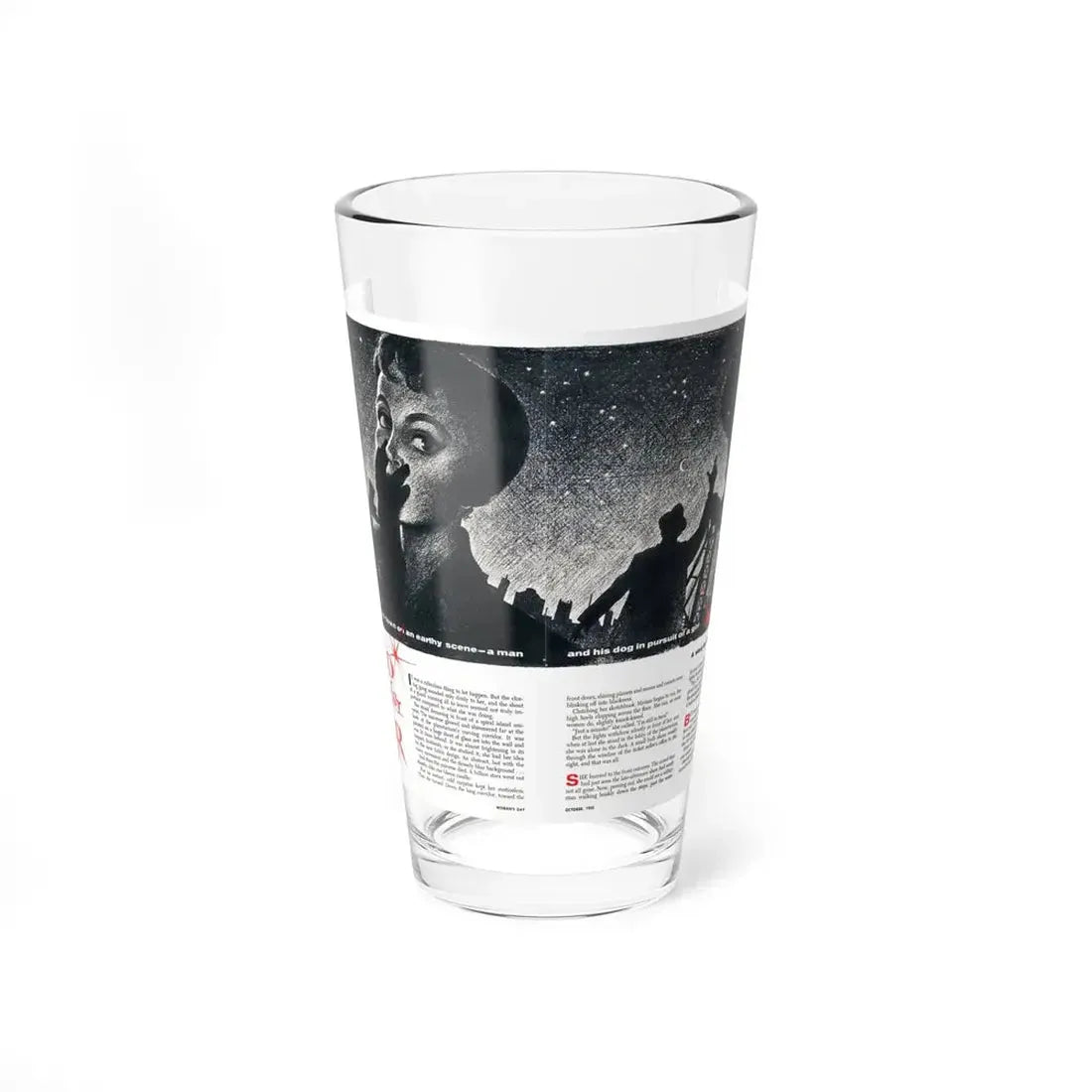 Red is for Fear, Women's Day, October 1955 (Magazine Illustration) Pint Glass 16oz 16oz - Go Mug Yourself