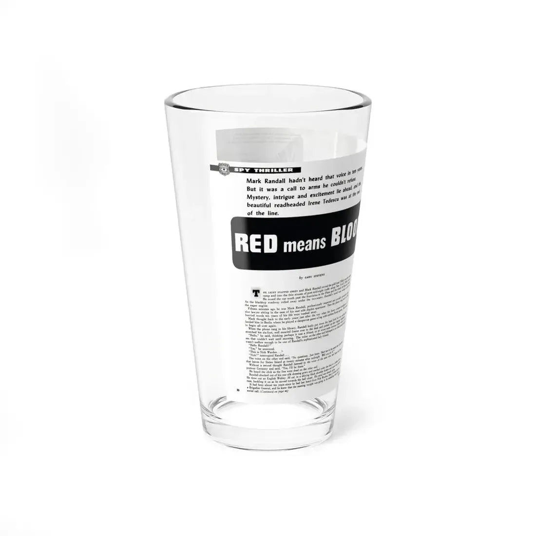 Red Means Blood, Private Eye, November 1959 (Magazine Illustration) Pint Glass 16oz - Go Mug Yourself