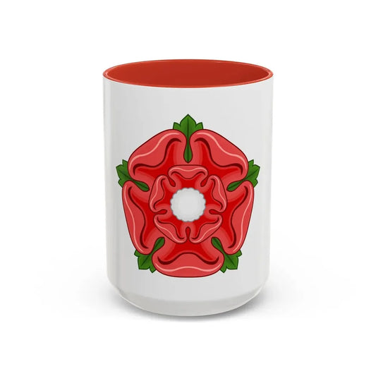 Red Rose Badge of Lancaster - Accent Coffee Mug 15oz Red - Go Mug Yourself