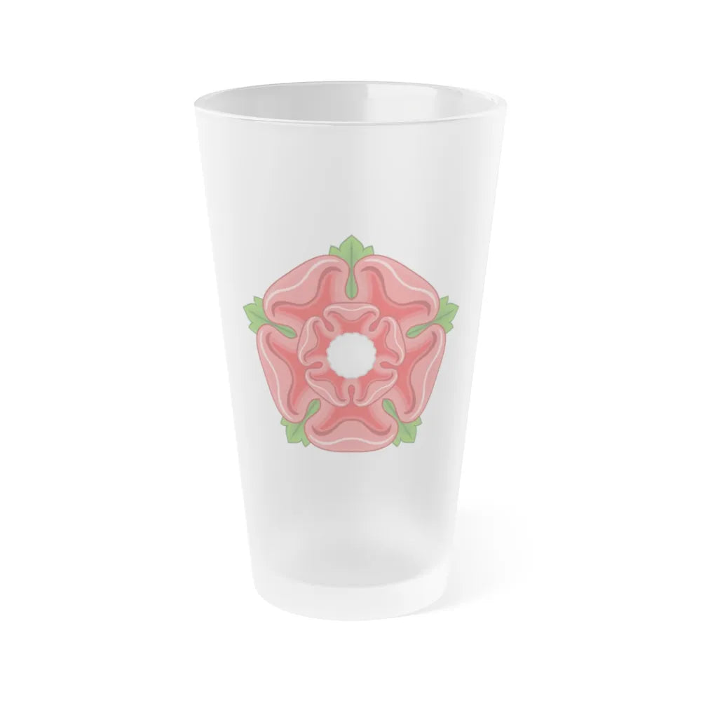 Red Rose Badge of Lancaster - Frosted Pint Glass 16oz-16oz-Frosted-Go Mug Yourself