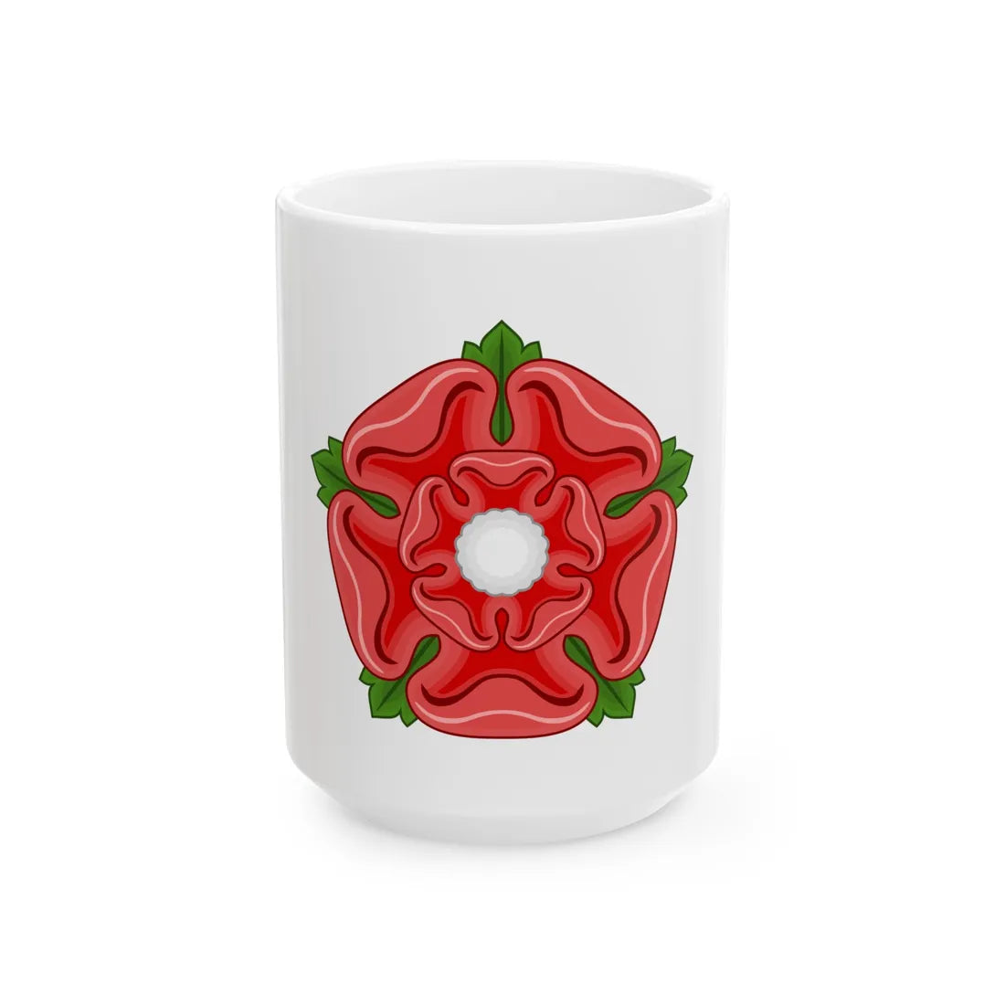 Red Rose Badge of Lancaster - White Coffee Mug 15oz - Go Mug Yourself