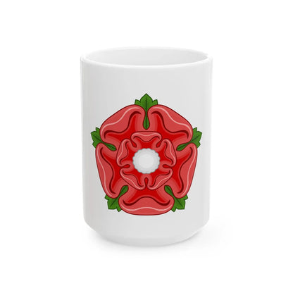 Red Rose Badge of Lancaster - White Coffee Mug 15oz - Go Mug Yourself