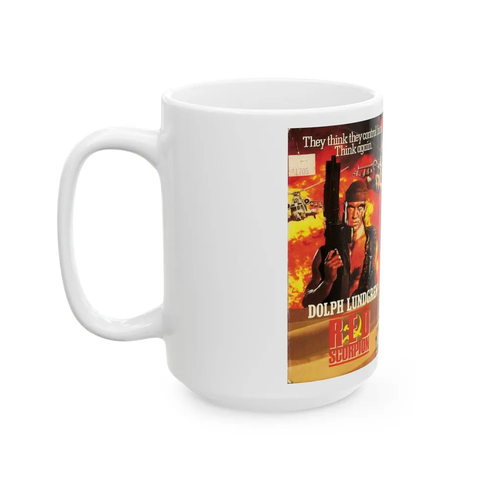 RED SCORPION DOLPH LUNDGREN (VHS COVER) - White Coffee Mug-Go Mug Yourself