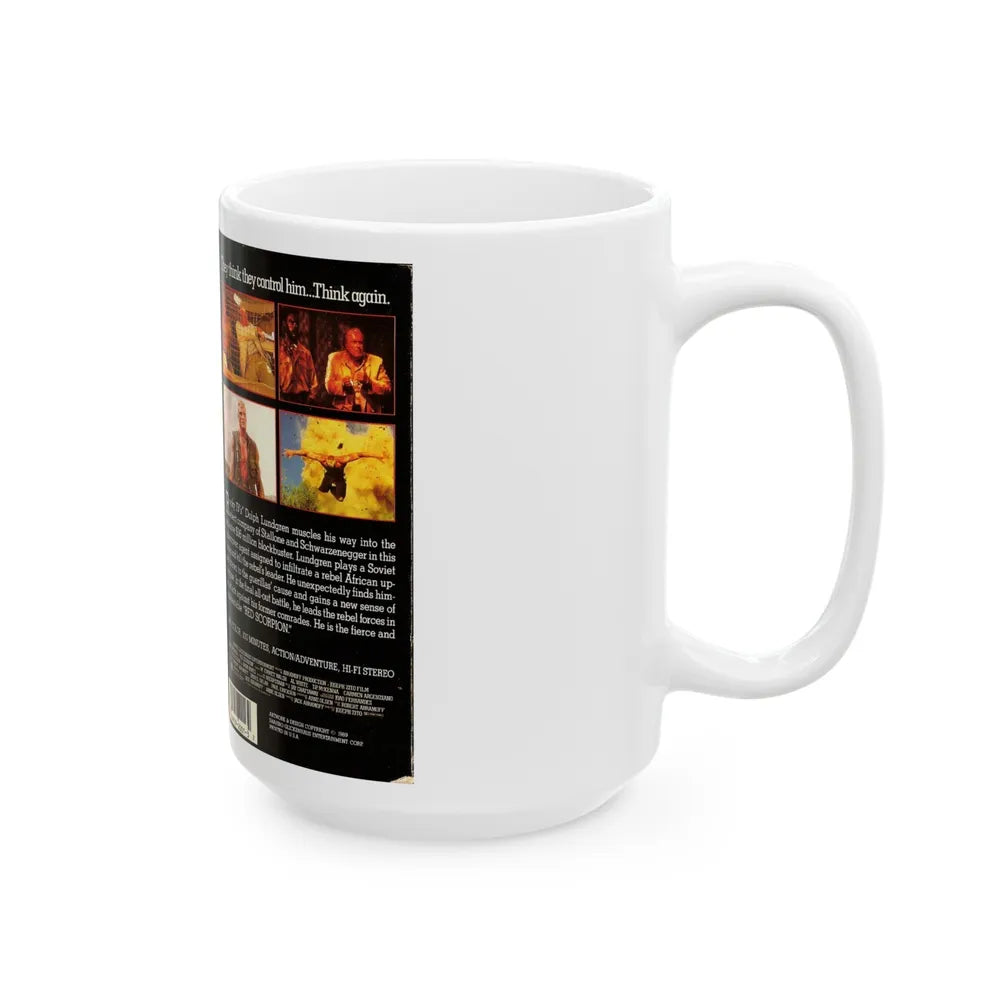 RED SCORPION DOLPH LUNDGREN (VHS COVER) - White Coffee Mug-Go Mug Yourself