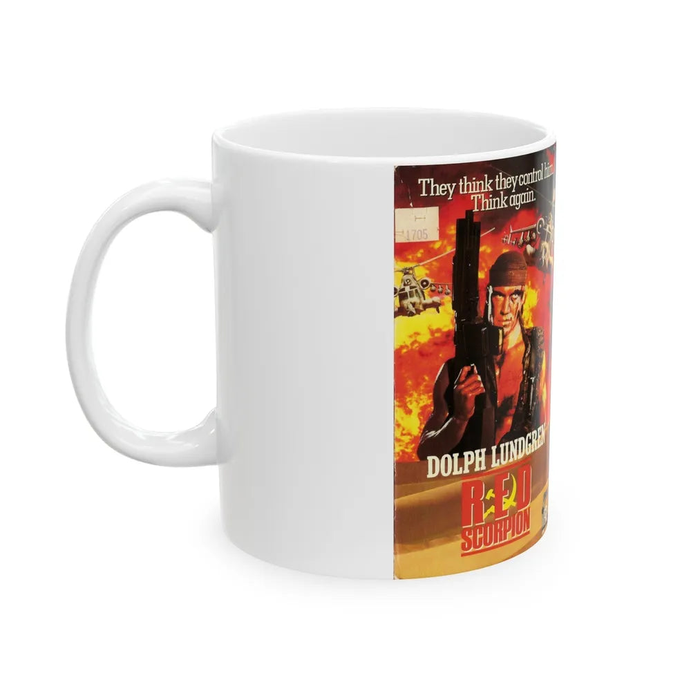 RED SCORPION DOLPH LUNDGREN (VHS COVER) - White Coffee Mug-Go Mug Yourself