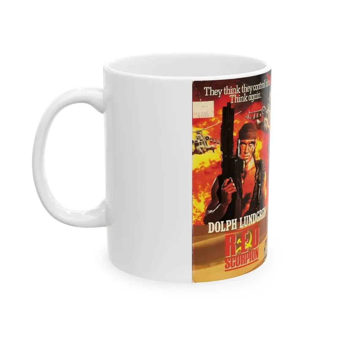 RED SCORPION DOLPH LUNDGREN (VHS COVER) - White Coffee Mug - Go Mug Yourself