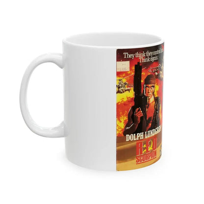 RED SCORPION DOLPH LUNDGREN (VHS COVER) - White Coffee Mug - Go Mug Yourself